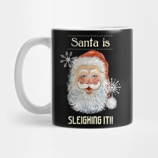 Retro Santa Face Sleighing It! Mug